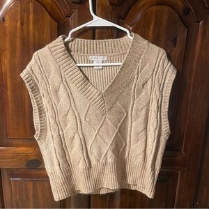 Women's Tan Cable Knit Sweater Vest